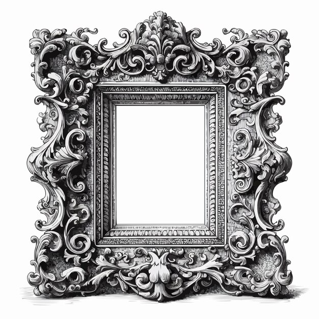 Photo frame old graving illustration