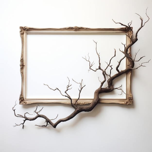 photo frame with dry tree branches