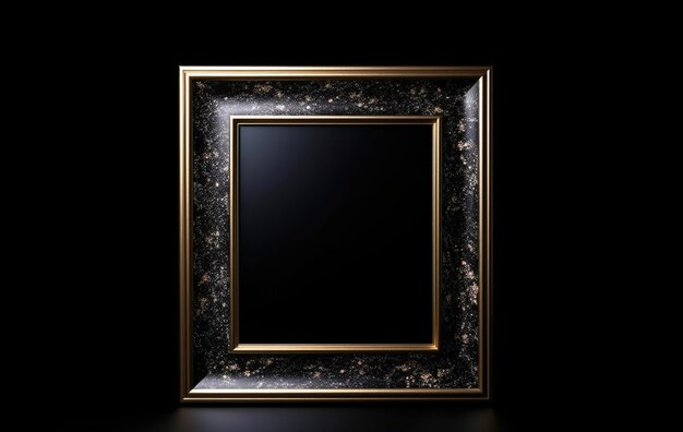 Photo photo frame with stone texture on a black background