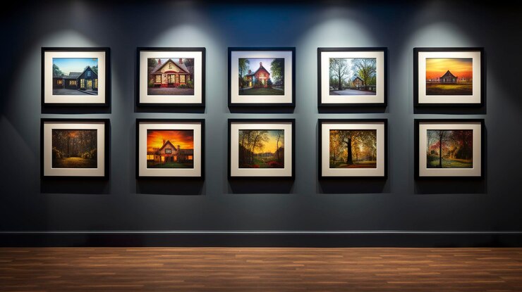 Фотография фото с обрамленными фотографиями в галерее