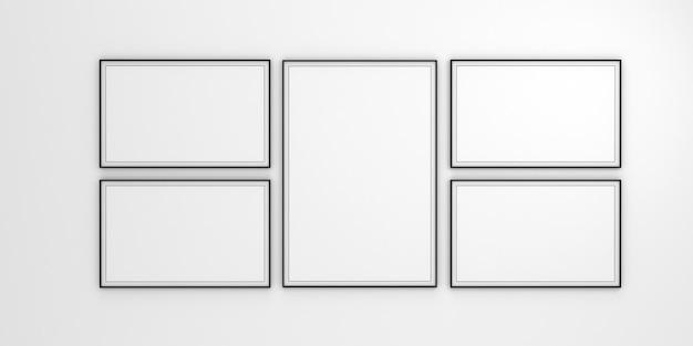 写真 白い壁に分離されたフォトフレームクリエイティブムードボードフレームmockup3dレンダリング