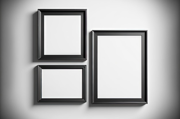 Photo Frames isolated on white realistic square black frames mockup Blank framing for your design Template for picture picture poster text or photo gallery