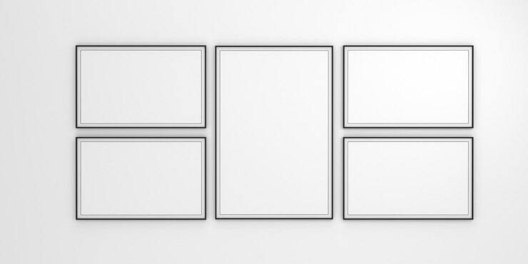 Photo frames isolated on the white wall Creative mood board frames mockup3d rendering