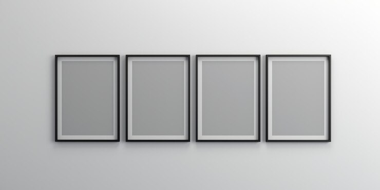 Photo frames isolated on the white wall Creative mood board frames mockup3d rendering