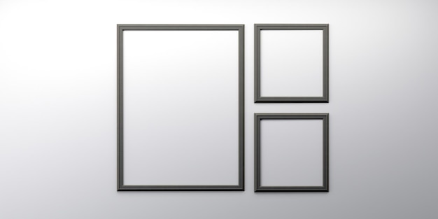 Photo photo frames isolated on the white wall creative mood board frames mockup3d rendering