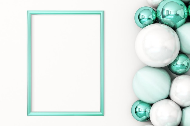 Photo frames mockup and blue frame