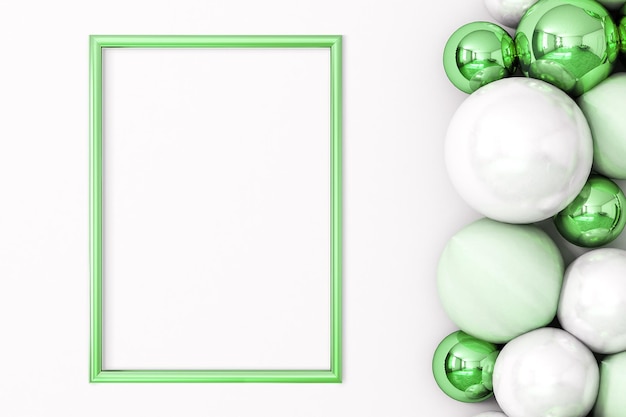 Photo frames mockup and green frame