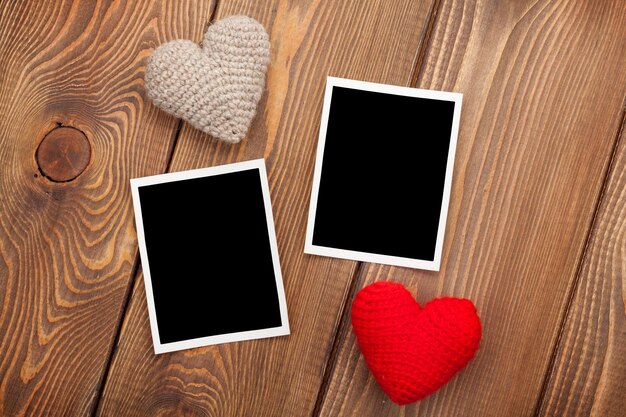 Photo frames and valentines toy hearts