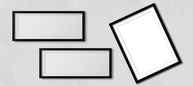 Photo photo frames on wall or photo collage on wall for mockup