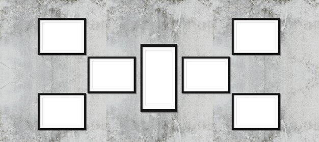 photo frames on wall or photo collage on wall for mockup