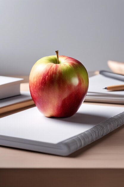 Photo photo frash apple fruit on paper isoleted white background healthy food background