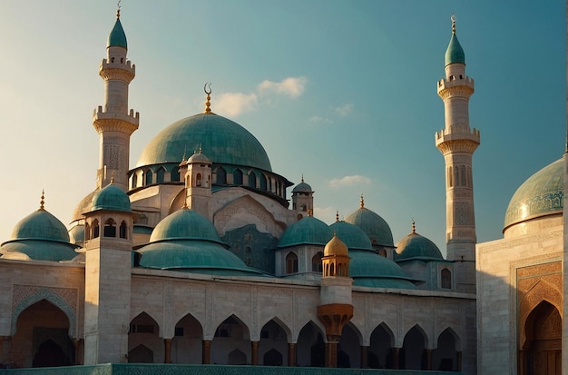 Бесплатная фотография мечети фона с копировальным пространством