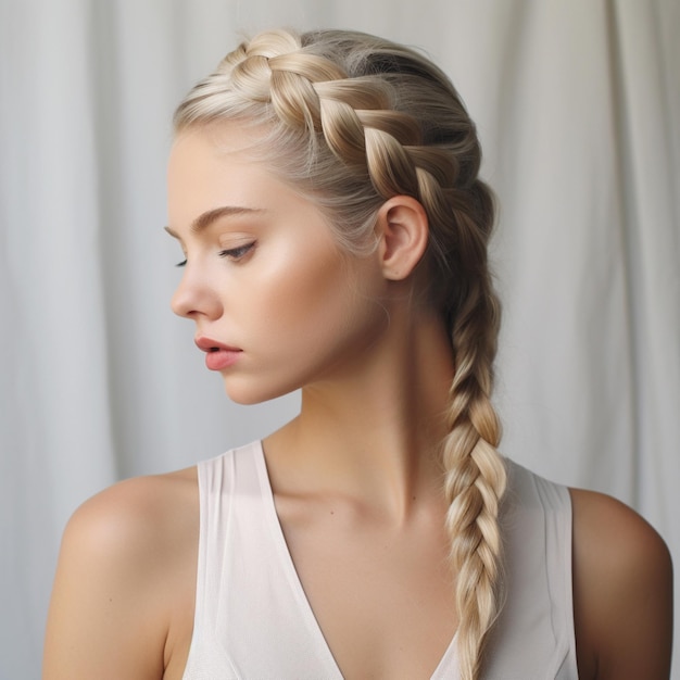 Photo photo of french braid ponytail