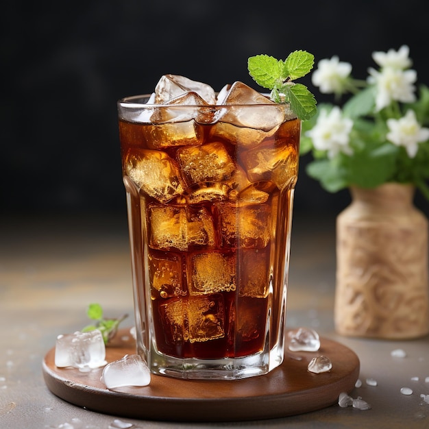 photo fresh cola drink in glass