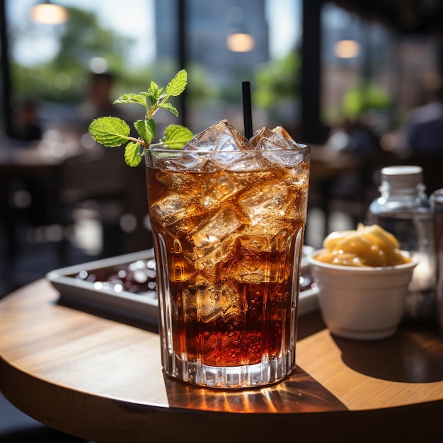 photo fresh cola drink in glass