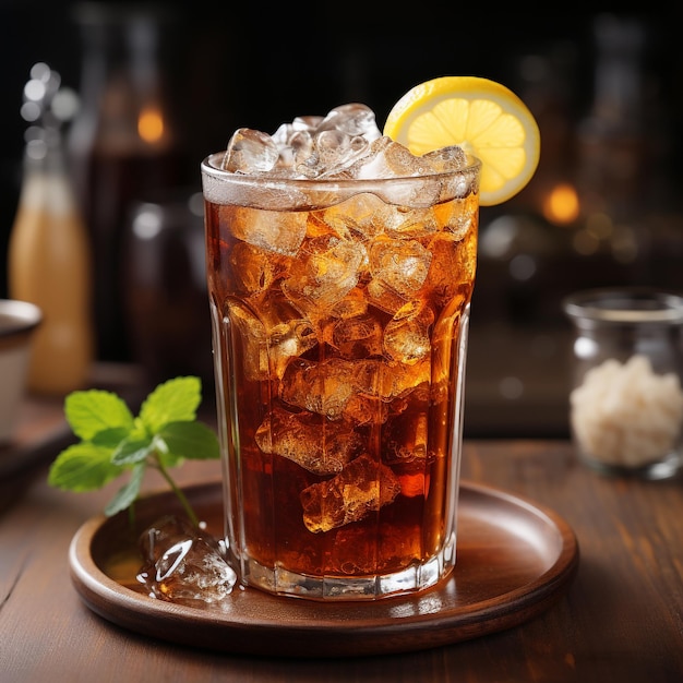 photo fresh cola drink in glass