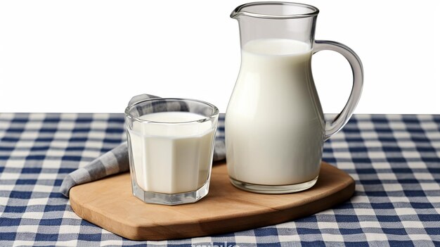 Photo of fresh milk jug and glass