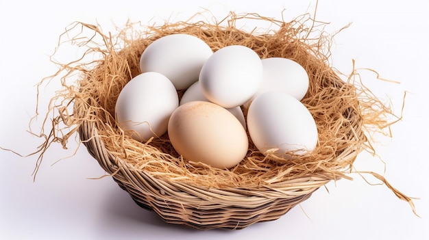 Photo of fresh organic chicken eggs