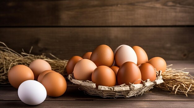 Photo of fresh organic chicken eggs