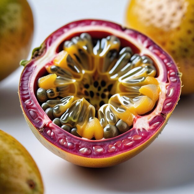 photo of a fresh Passion fruit isolated on paper background