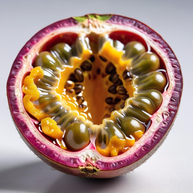 photo of a fresh Passion fruit isolated on paper background