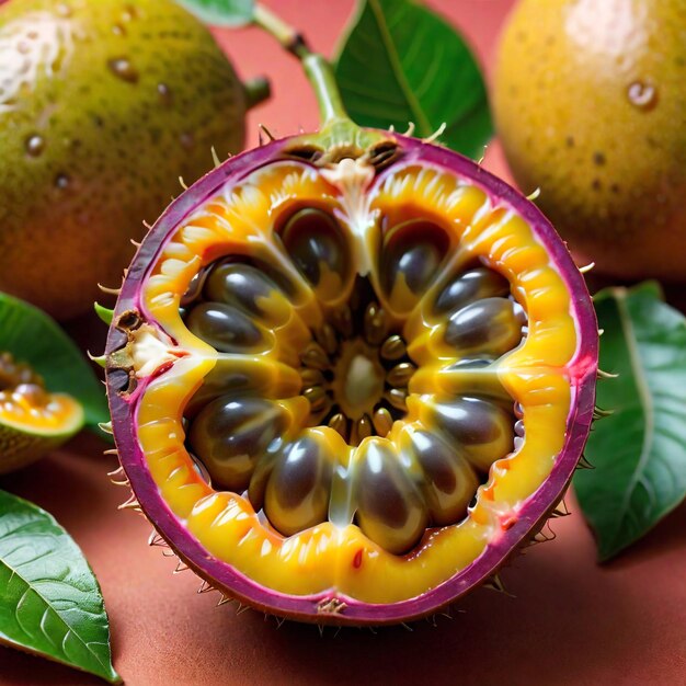 Photo photo of a fresh passion fruit isolated on paper background