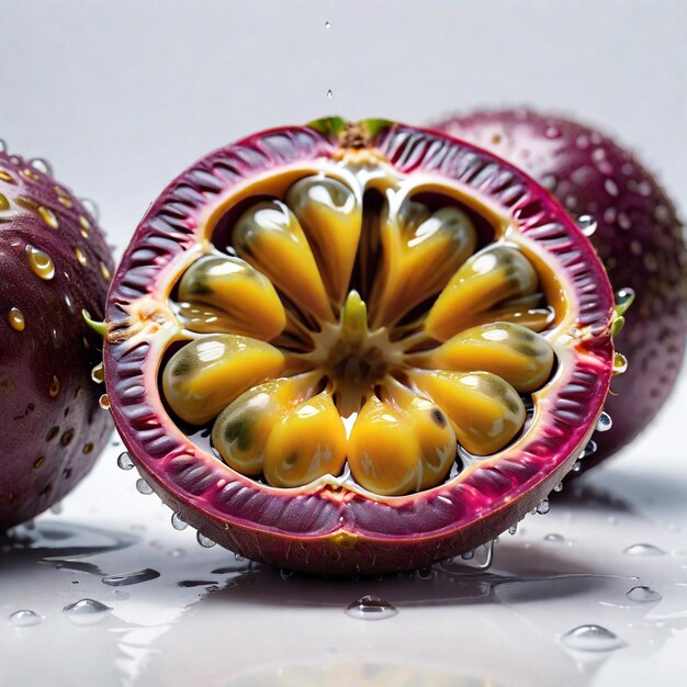 Photo photo of a fresh passion fruit isolated on paper background