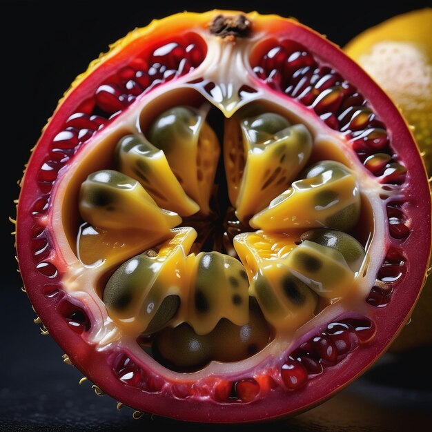 photo of a fresh Passion fruit isolated on paper background