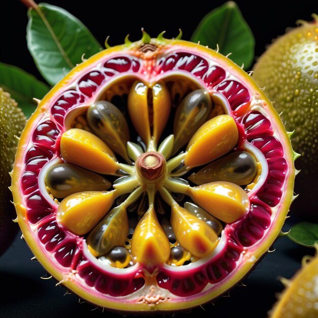 Foto foto di un frutto della passione fresco isolato su sfondo di carta