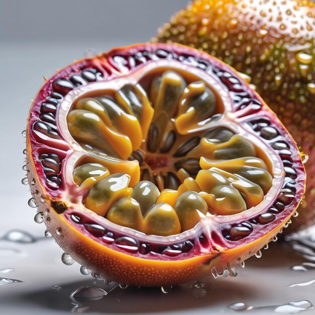 Photo photo of a fresh passion fruit isolated on paper background