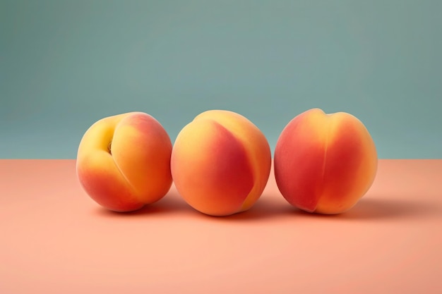 Photo of a fresh peach fruits with bright background