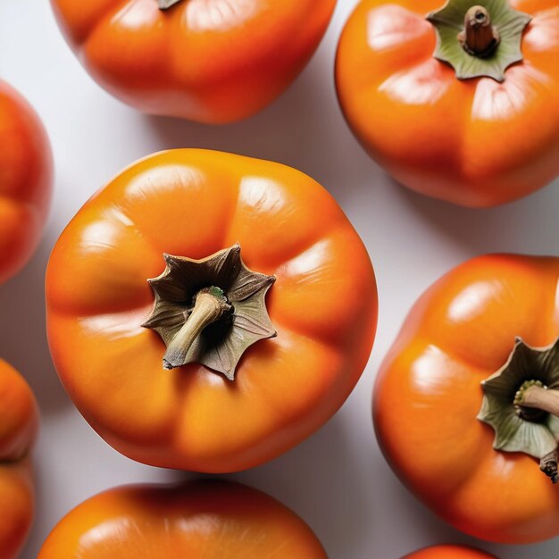 photo of a fresh Persimmon isolated on paper background