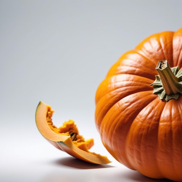 photo of a fresh pumpkin isolated on paper background