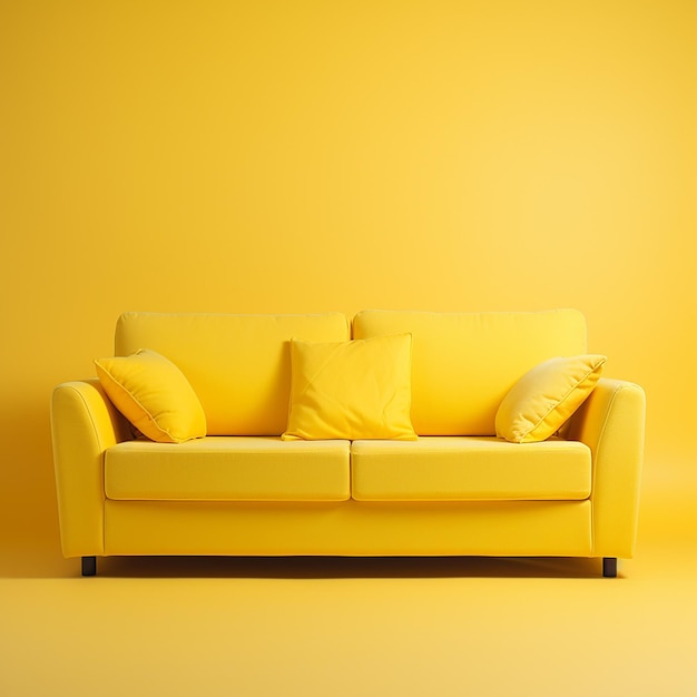 Photo photo of fresh sofa isolated on yellow background