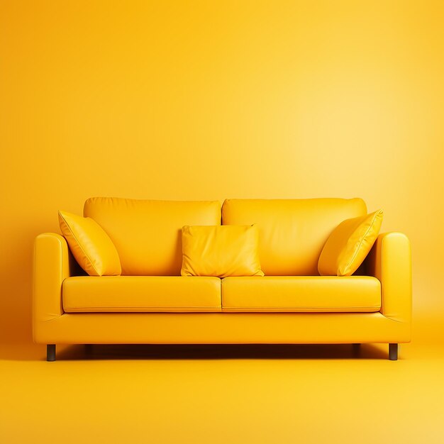 Photo photo of fresh sofa isolated on yellow background