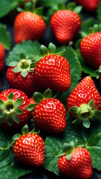 Photo fresh strawberries on wooden table