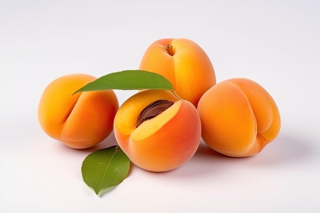 photo fresh yellow apricots isolated on white