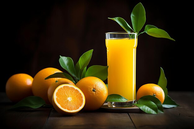 Photo photo of freshly squeezed orange juice in a glass