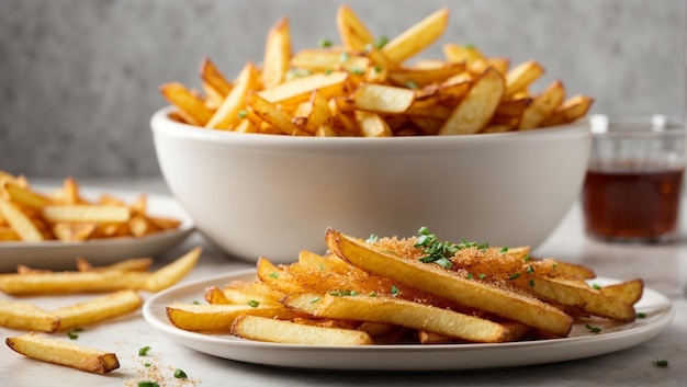 Photo fried potatoes wedges with sauce and mayonnaise crispy chips delicious 12