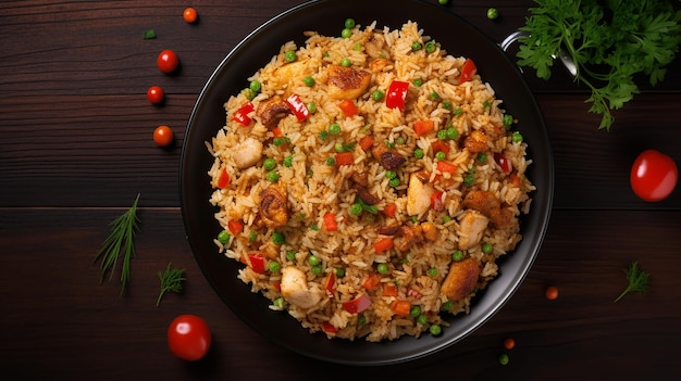 Photo of fried rice with chicken plate