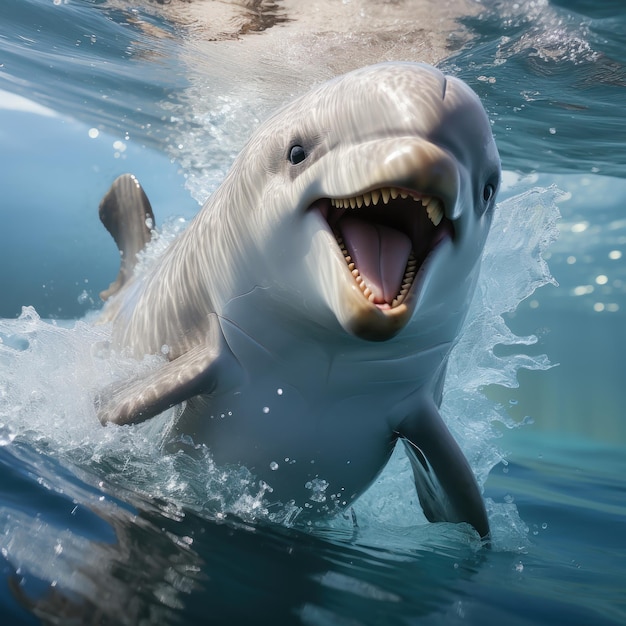 Photo of a friendly and intelligent bottlenose dolphin Generative AI