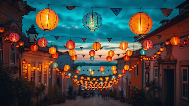 Photo of Friends Flying Colorful Paper Lanterns During a Lantern Fest 3249E Festival Holiday Concept