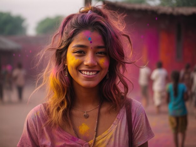 Photo friends playing with Holi festival