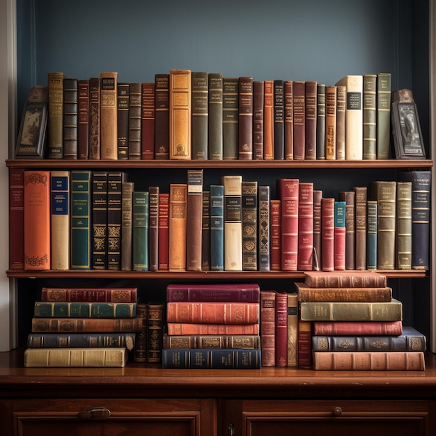 photo front view of hardback books in the library