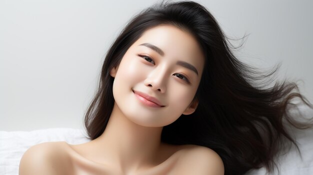 Photo photo front view korean woman posing in studio generated by ai