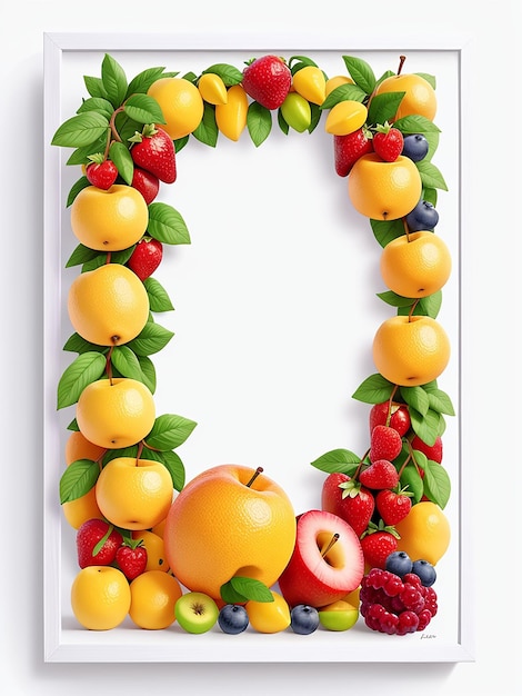 Photo a photo of fruits circle frame white background ai generated