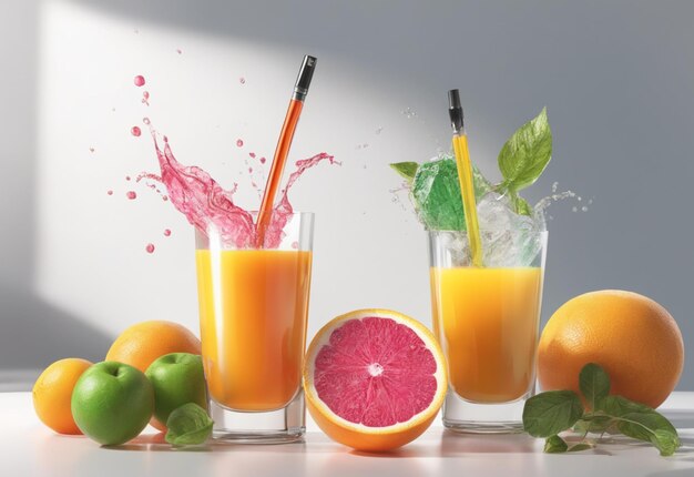 A photo of fruits juice on the table