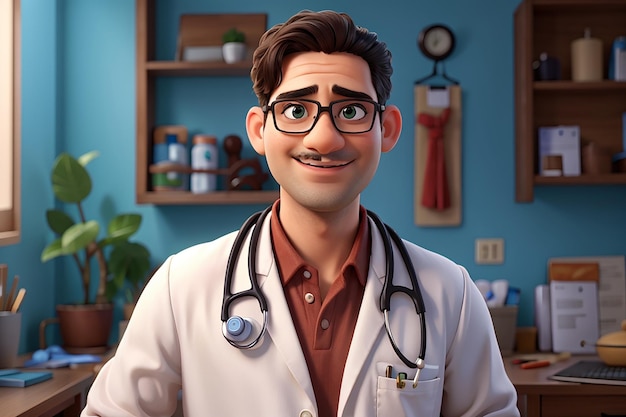 Photo fun 3d cartoon illustration of an indian doctor