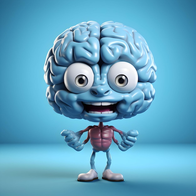 Photo fun brain 3d character world mental health day concept generative ai