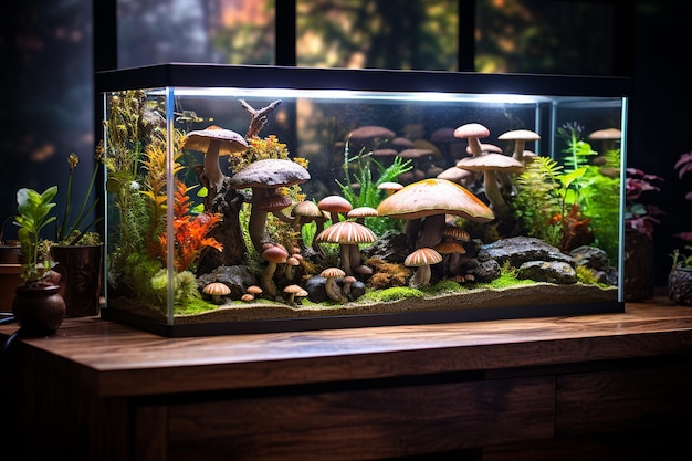 photo of a furniture mixed with modern vivarium